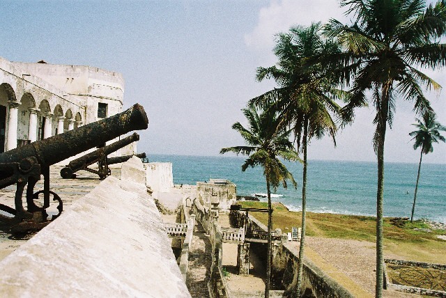 Elmina castle, Elmina, Ghana, Central region of Ghana, sea view and guns